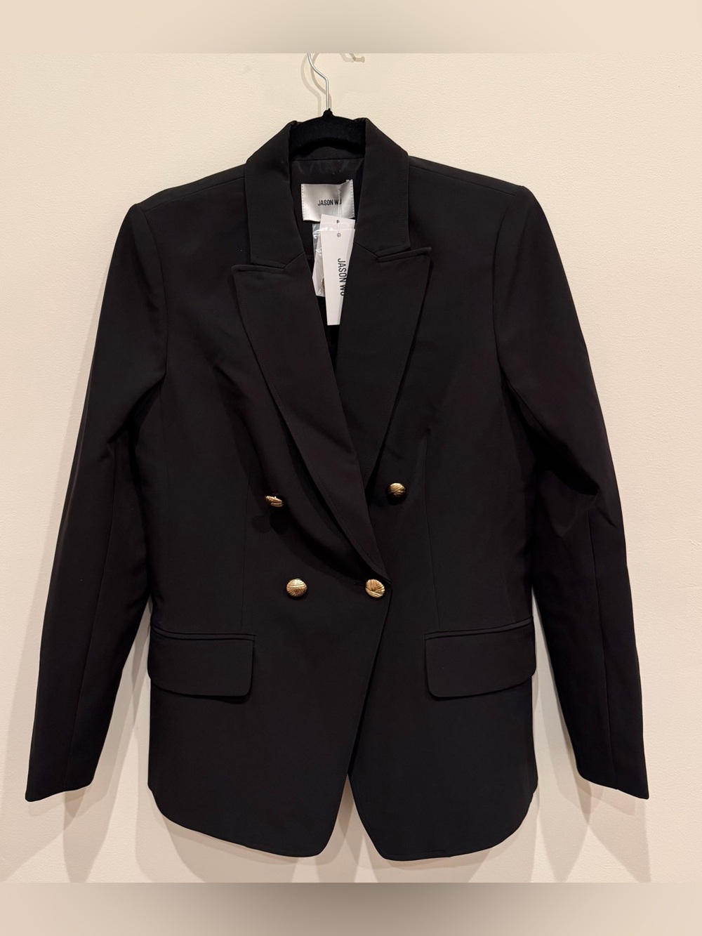 NWT Jason Wu Black Peak Lapel Blazer Gold Buttons Size 6 - Picture 2 of 10
